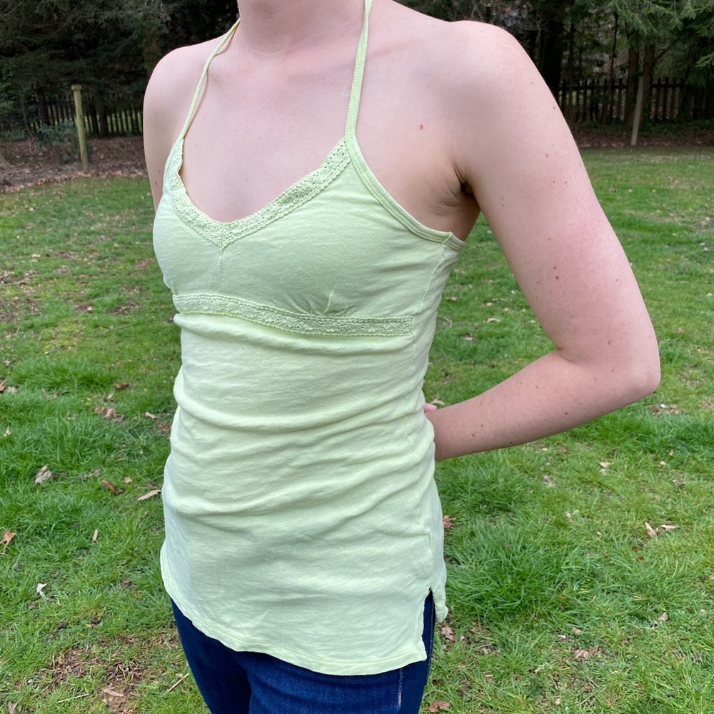 Gap Lime Green Halter with Crochet Detail S